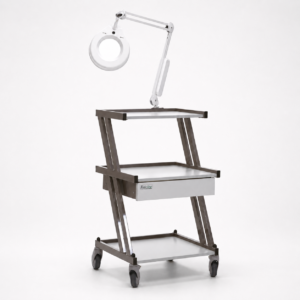 Fysioline tool cart with Luxo LFM 101 Magnifying Lamp – functionality and precision in one!